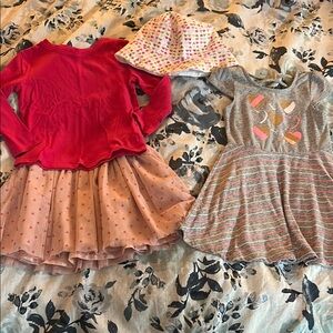 Girls Pink and Gray Clothing Set with Heart Patterns - Sz 2T